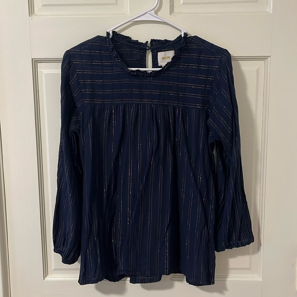 Anthropologie blue long sleeve top